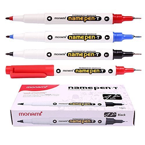 mamerin ♪✾︎ Monami Permanent Ink Marker Name Pen (T) Twin Liner 1 Dozen